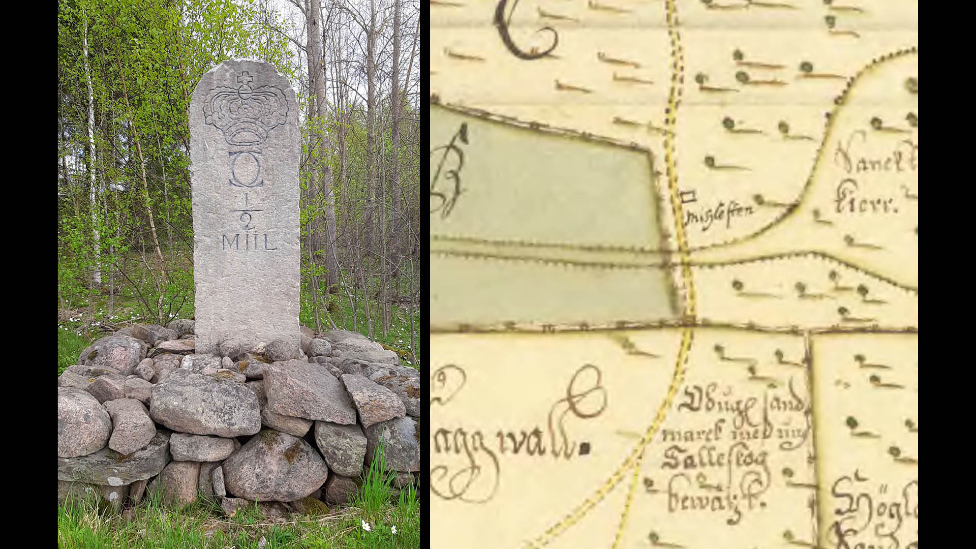 Milsten söder om Korsberga, Hjo kommun.