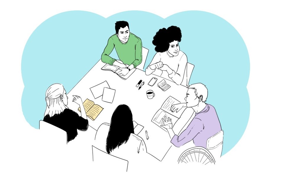 Bild på en grupp människor som samarbetar